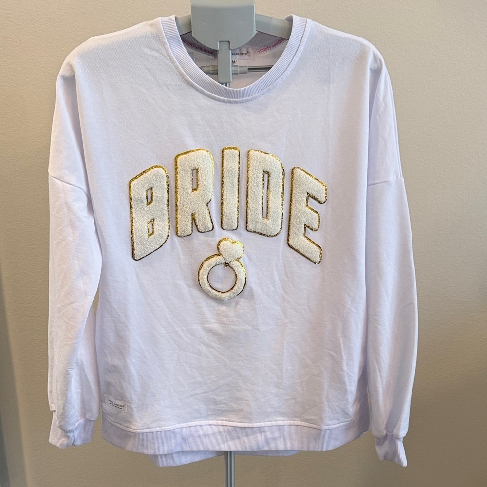 Simply Southern White Bride Terrycloth Sweatshirt with pockets